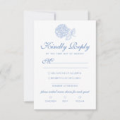Hydrangea Dusty Blue Floral Modern Wedding RSVP Kaartje (Voorkant)