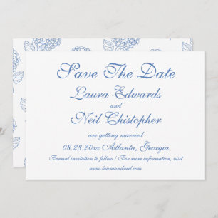 Hydrangea Dusty Blue Floral Modern Wedding Save The Date