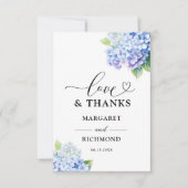 Hydrangea Dusty Blue Floral Wedding Bedankt Card (Voorkant)