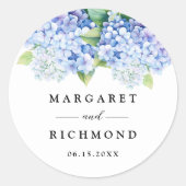 Hydrangea Dusty Blue Floral Wedding Ronde Sticker (Voorkant)