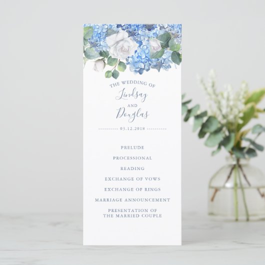 Hydrangea Dusty Blue Garden Programmes de mariage (Debout devant)