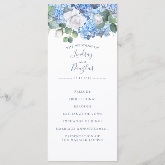 Hydrangea Dusty Blue Garden Programmes de mariage (Devant)