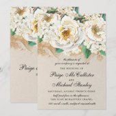 Hydrangea Elegant White Gold Roos Floral Kaart (Voorkant / Achterkant)