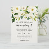 Hydrangea Elegant White Gold Roos Floral Wedding I Kaart (Staand voorkant)