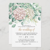 Hydrangea Elegant White Green Roos Floral Wedding Kaart (Voorkant / Achterkant)