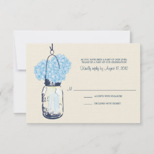 Hydrangea en Mason Jar Wedding RSVP