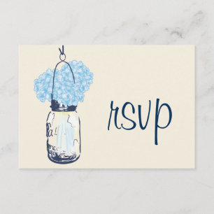 Hydrangea en Mason Jar Wedding RSVP Kaartje