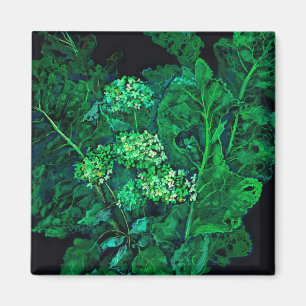 Hydrangea en mierikswortel Kunstzwart en groen Magneet