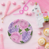 Hydrangea en pony-patroon papieren bordje (Feest)