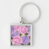 Hydrangea en pony-patroon sleutelhanger (Voorkant)