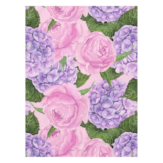 Hydrangea en pony-patroon tafelkleed (Voorkant)