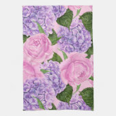 Hydrangea en pony-patroon theedoek (Verticaal)