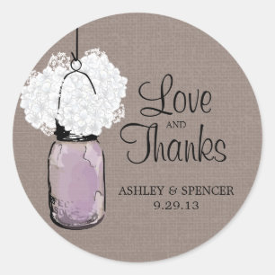 Hydrangea en rustieke Lavendel Mason Jar Ronde Sticker