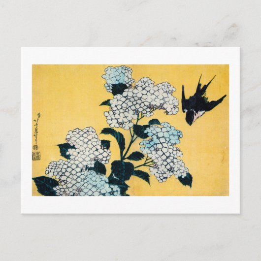 Hydrangea en slib, Hokusai, Ukiyo-e Briefkaart (Voorkant)