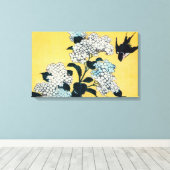 Hydrangea en slib, Hokusai, Ukiyo-e Canvas Afdruk (Insitu (Houten vloer))