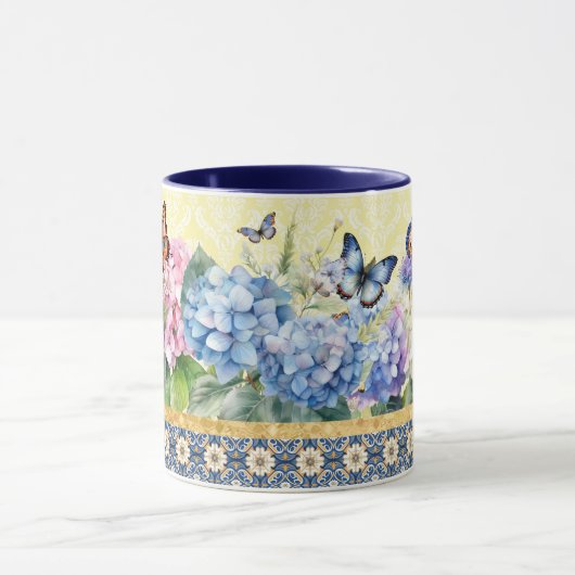 Hydrangea en vlinder Mok (Midden)