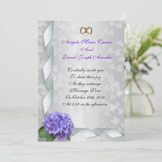 Hydrangea faire-part de mariage (Debout devant)