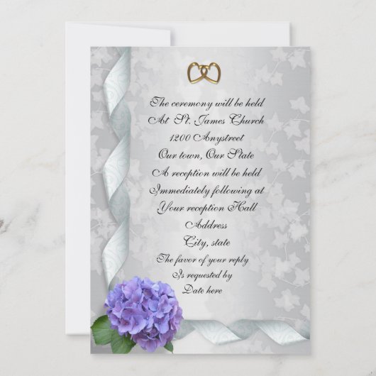 Hydrangea faire-part de mariage (Dos)