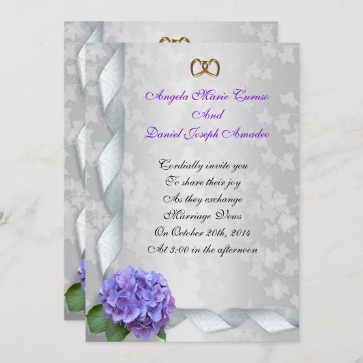 Hydrangea faire-part de mariage (Devant / Derrière)