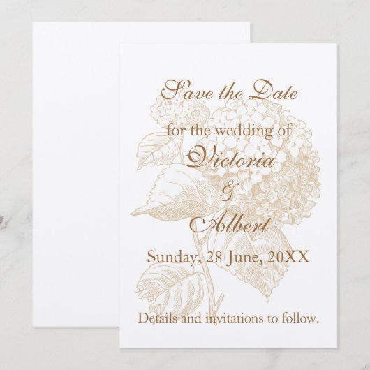 Hydrangea Faire-part de mariage (Devant / Derrière)