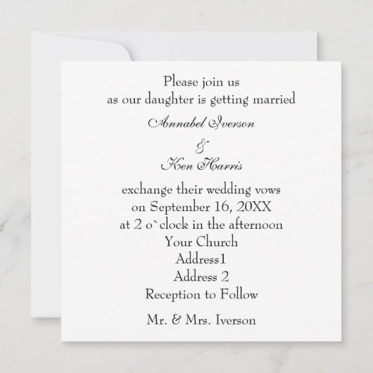 Hydrangea Faire-part de mariage (Dos)