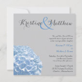 Hydrangea Faire-part de mariage - Bleu et gris (Devant)