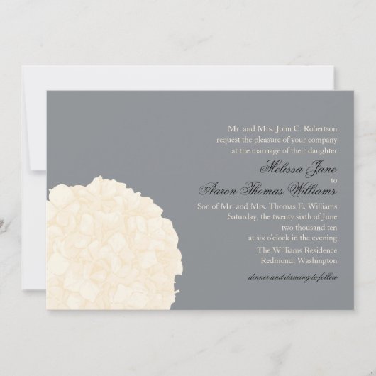 Hydrangea Faire-part de mariage - gris (Devant)