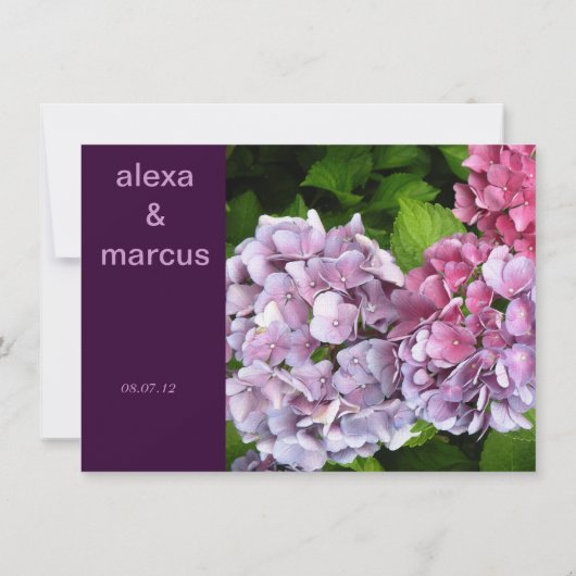 Hydrangea Faire-part de mariage pourpre (Dos)