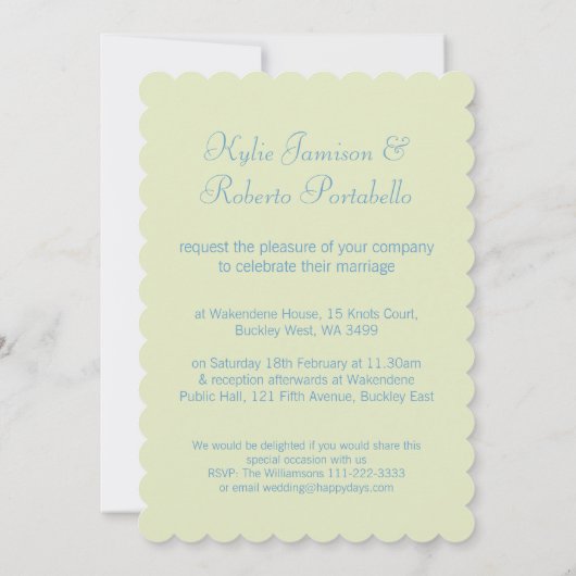 Hydrangea faire-part de mariage vert bleu fleuri (Dos)