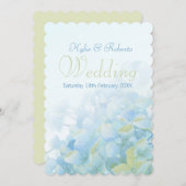 Hydrangea faire-part de mariage vert bleu fleuri (Devant / Derrière)