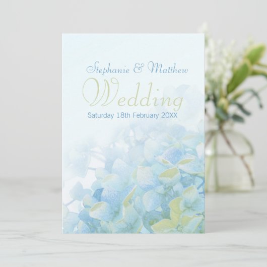 Hydrangea faire-part de mariage vert bleu fleuri (Debout devant)