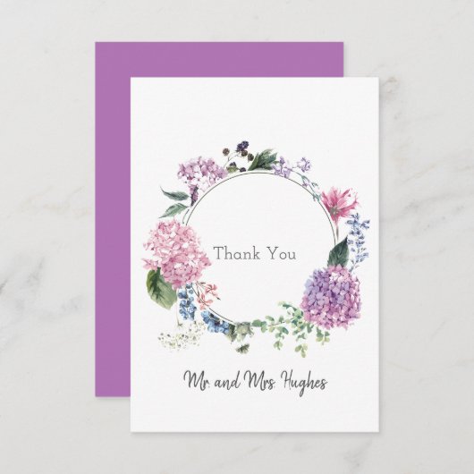 Hydrangea fleur couronne thème mariage Merci (Devant / Derrière)