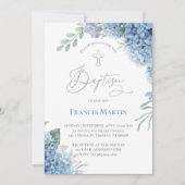 Hydrangea fleurs Baptême Invitation (Devant)