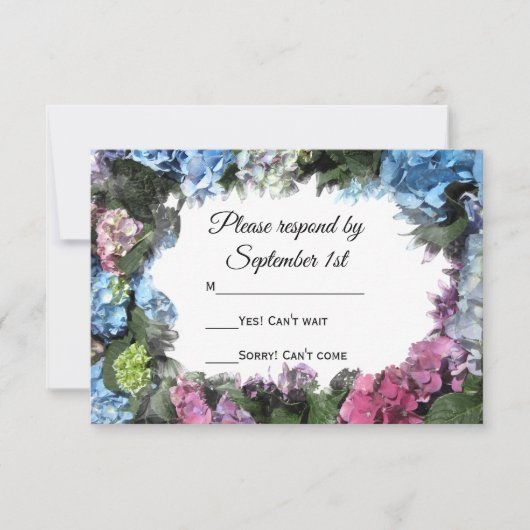 Hydrangea Fleurs Mariage RSVP Réponse (Devant)