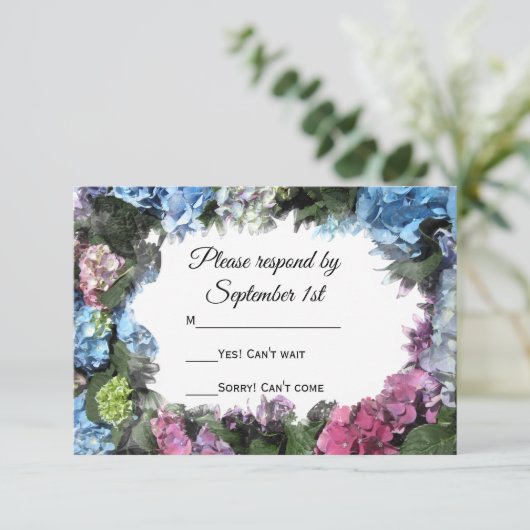 Hydrangea Fleurs Mariage RSVP Réponse (Debout devant)