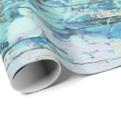 Hydrangea Floral Blauwgroen land  hout Cadeaupapier (Rol Hoek)