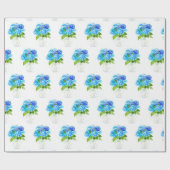 Hydrangea floral Blue Flowers Waterverf Rustic Cadeaupapier (Vlak)