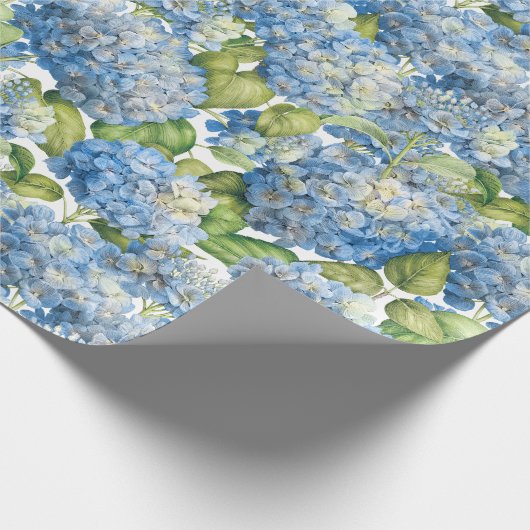 Hydrangea Floral Classic Blue Pattern Cadeaupapier (Hoek)