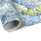 Hydrangea Floral Classic Blue Pattern Cadeaupapier (Rol Hoek)