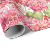 Hydrangea Floral Coral Pink Pattern Cadeaupapier (Rol Hoek)