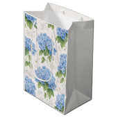 Hydrangea Floral Gift Bag | Elegant Blue Botanical Medium Cadeauzakje (Voorkant Gekanteld)