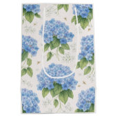 Hydrangea Floral Gift Bag | Elegant Blue Botanical Medium Cadeauzakje (Achterkant)