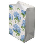 Hydrangea Floral Gift Bag | Elegant Blue Botanical Medium Cadeauzakje (Achterkant Gekanteld)