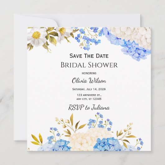 Hydrangea Floral Invitation Mariage Save the Date (Devant)