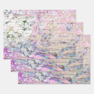 Hydrangea Floral Pink Country Hout Inpakpapier Vel