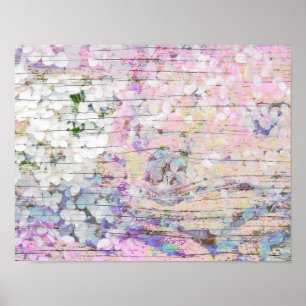 Hydrangea Floral Pink Land Rustic Poster