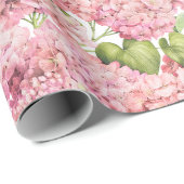 Hydrangea Floral Pink Pattern Cadeaupapier (Rol Hoek)