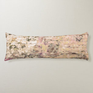 Hydrangea Floral Sepia Tan Farmhouse  Hout Lichaamskussen