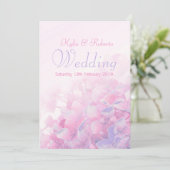 Hydrangea florroze paarse huwelijksuitnodiging kaart (Staand voorkant)