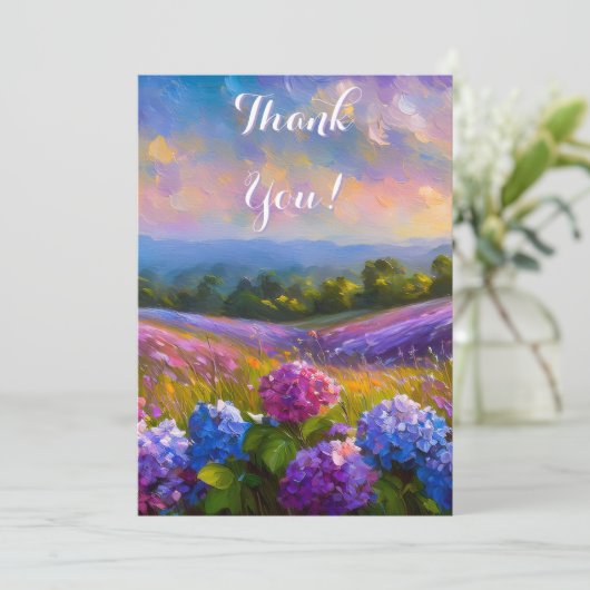 Hydrangea Flower Field Oil Painting, dank u kaart (Staand voorkant)